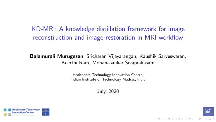kd mri a knowledge distillation framework for image