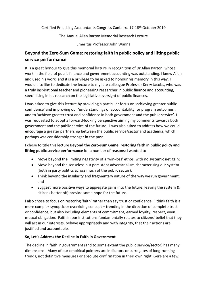 beyond the zero sum game restoring faith in public policy