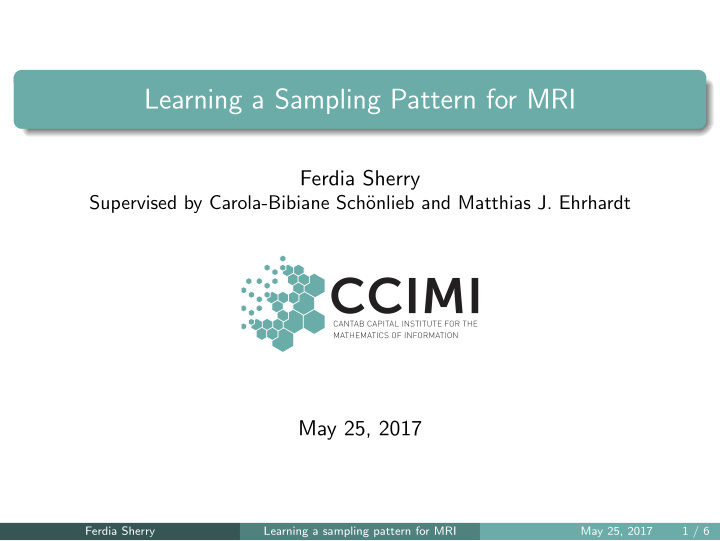 learning a sampling pattern for mri