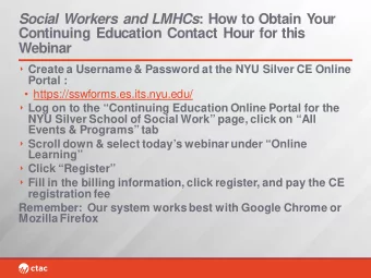 Social Workers and LMHCs : How to Obtain Your  Continuing Education Contact Hour for this  Webinar