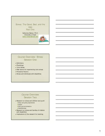 1  Course Overview  Session Three  Prevention of Toxic Stress  Preventing toxic stress in