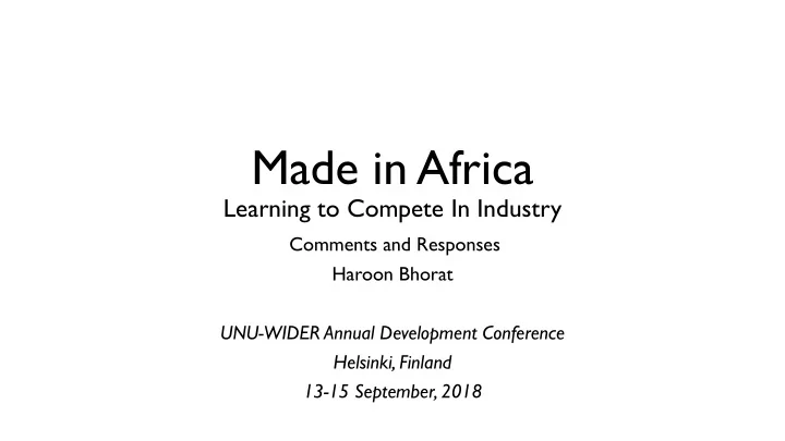 made in africa