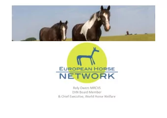 Roly Owers MRCVS  EHN Board Member  &amp; Chief Executive, World Horse Welfare  World Horse Welfare