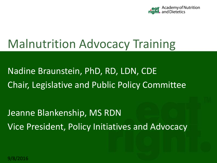 malnutrition advocacy training
