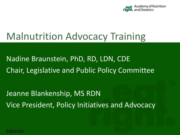 malnutrition advocacy training