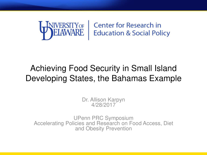 achieving food security in small island developing states