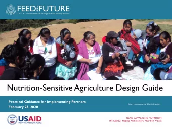 Nutrition-Sensitive Agriculture Design Guide  Practical Guidance for Implementing Partners  Photo