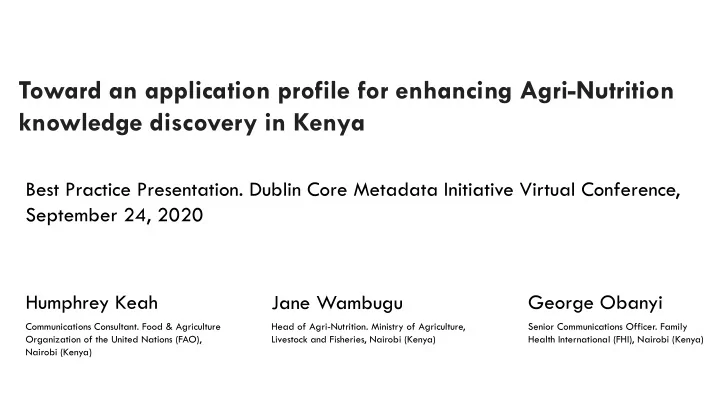toward an application profile for enhancing agri