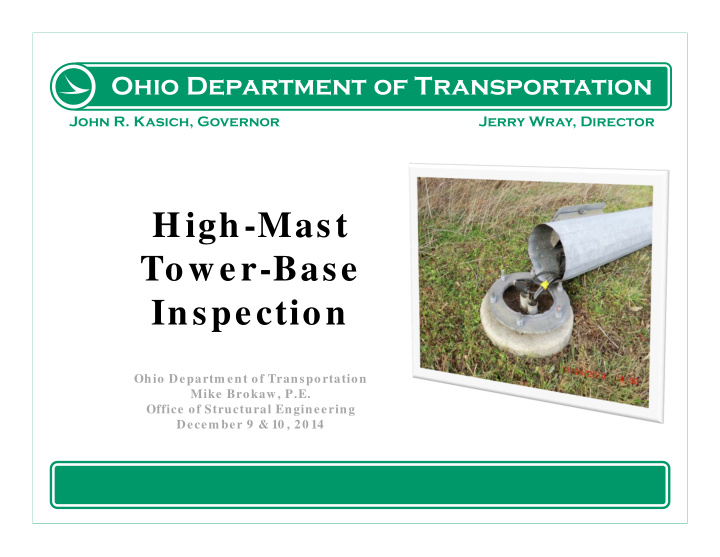 high mast tower base inspection