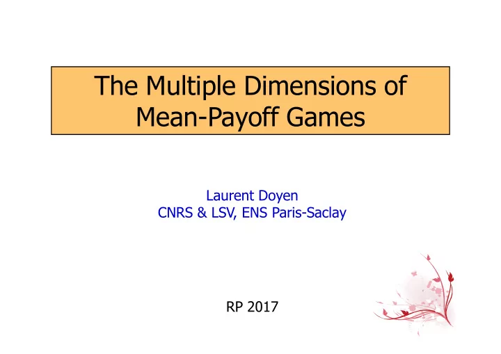 the multiple dimensions of mean payoff games
