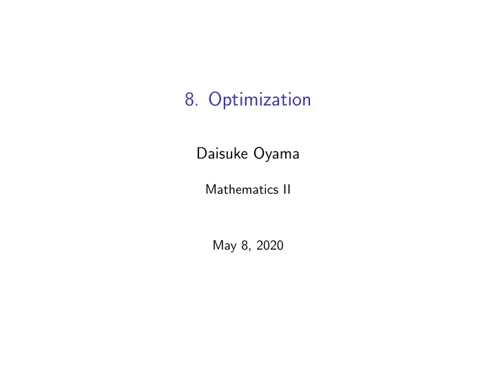 8 optimization