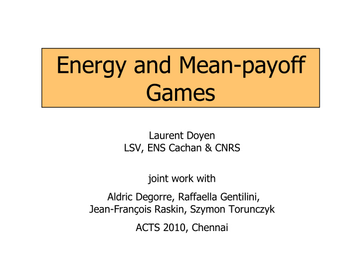 energy and mean payoff games