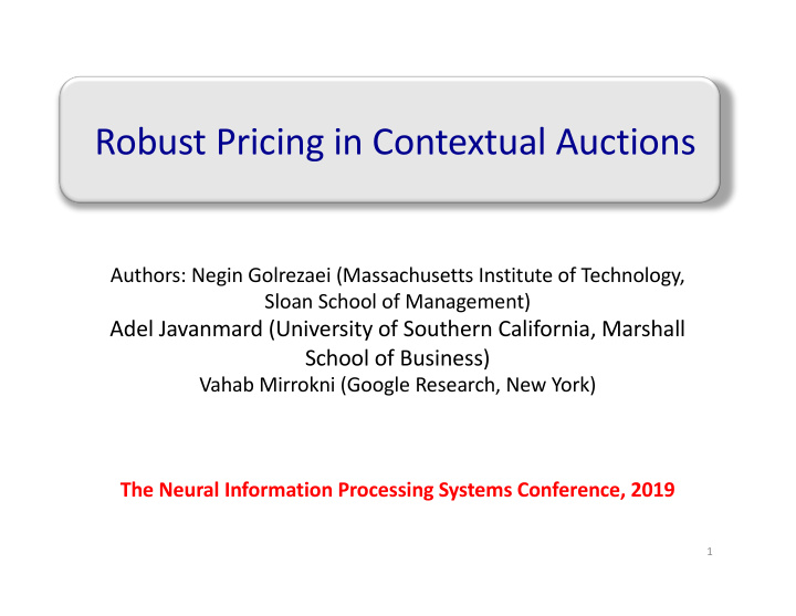 robust pricing in contextual auctions
