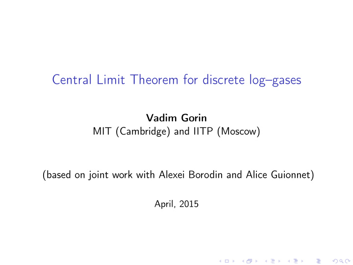 central limit theorem for discrete log gases