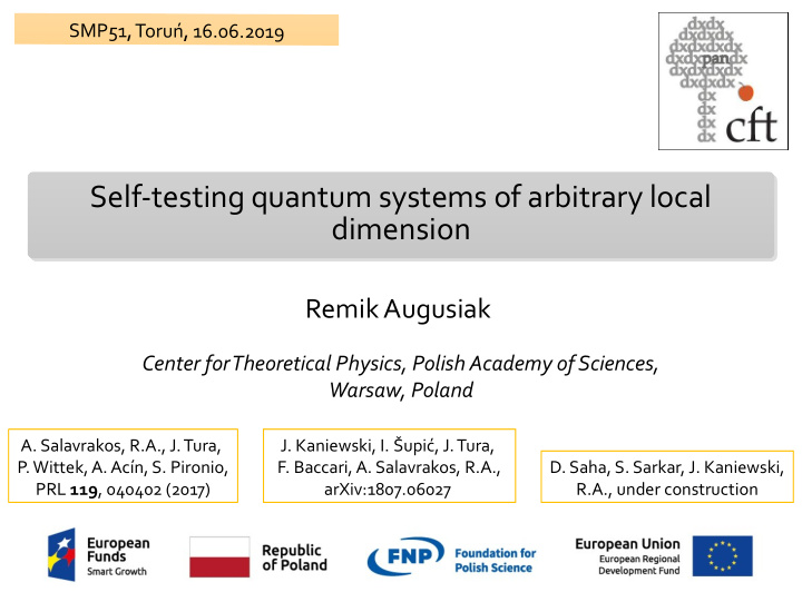 self testing quantum systems of arbitrary local self