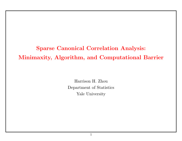 sparse canonical correlation analysis minimaxity