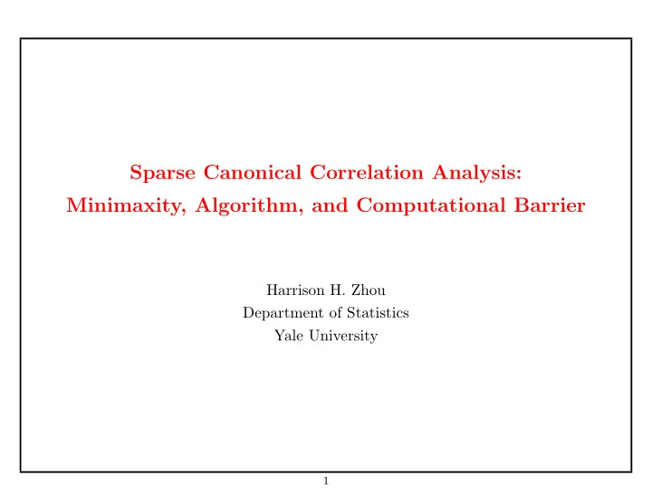 sparse canonical correlation analysis minimaxity