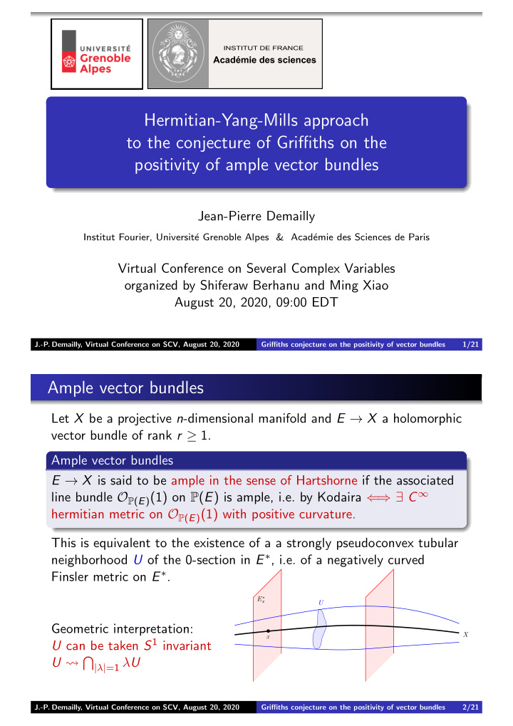 hermitian yang mills approach to the conjecture of