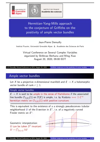Hermitian-Yang-Mills approach  to the conjecture of Griffiths on the  positivity of ample vector