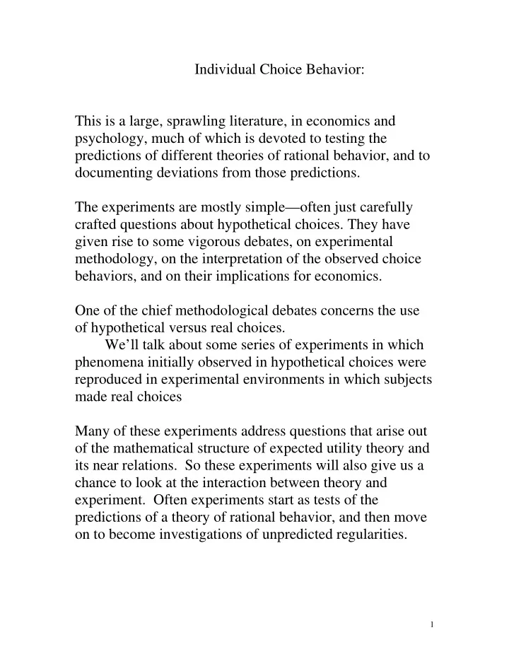 individual choice behavior this is a large sprawling