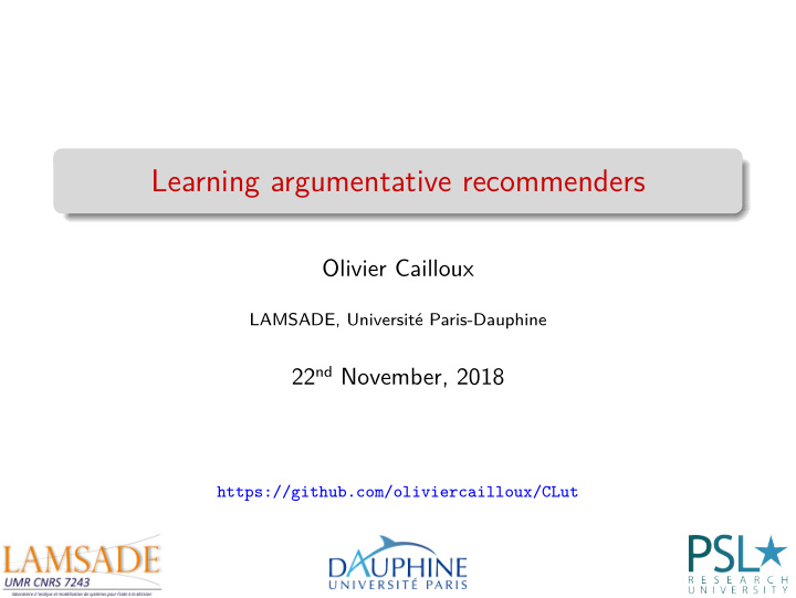learning argumentative recommenders
