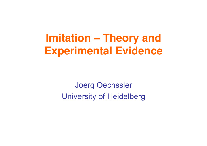 imitation theory and experimental evidence