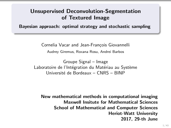 unsupervised deconvolution segmentation of textured image