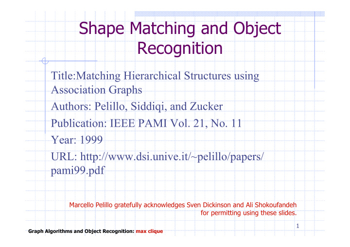 shape matching and object recognition