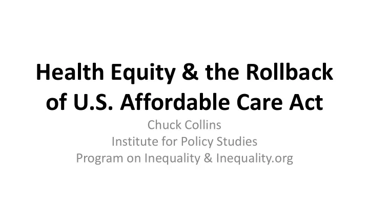 health equity the rollback