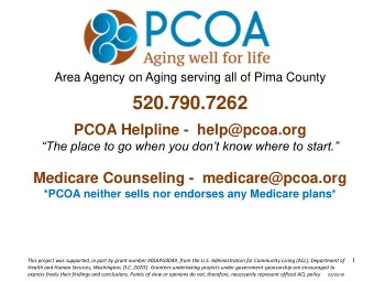 520.790.7262  PCOA Helpline - help@pcoa.org  The place to go when you dont know where to