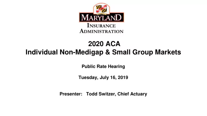 2020 aca individual non medigap small group markets