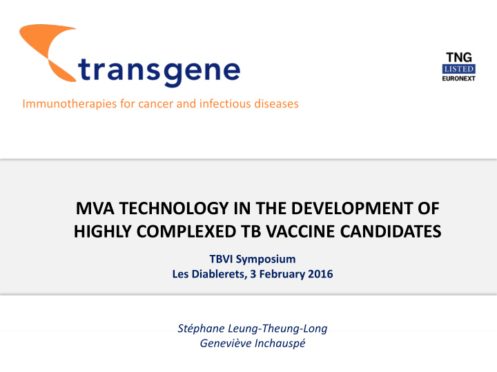 mva technology in the development of highly complexed tb