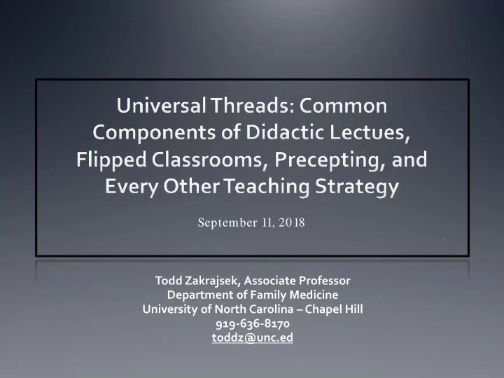 september 11 2018 todd zakrajsek associate professor