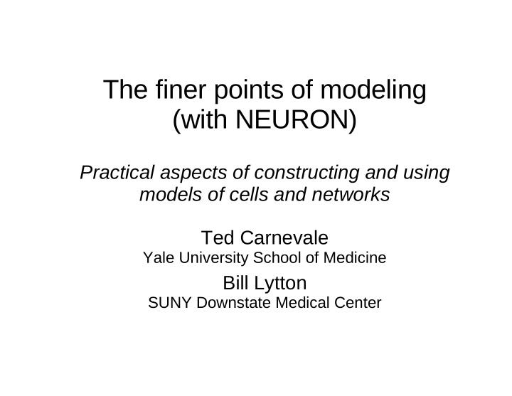 the finer points of modeling with neuron