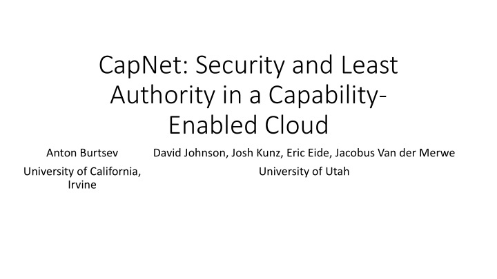 capnet security and least authority in a capability