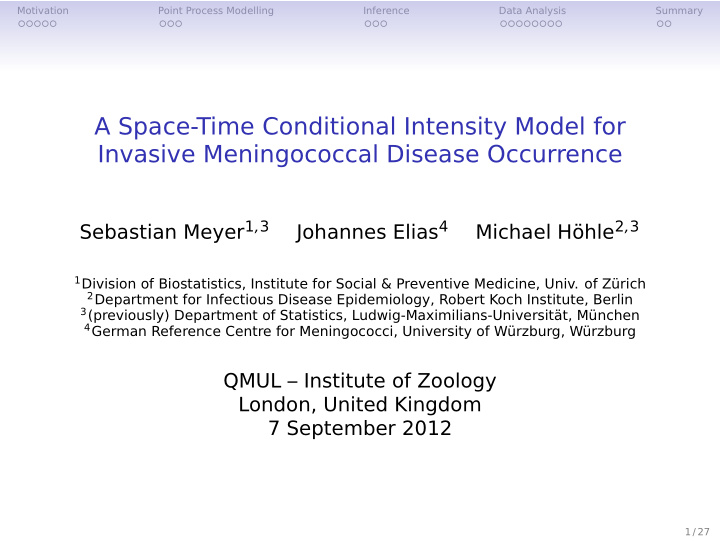 a space time conditional intensity model for invasive