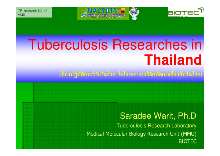 tuberculosis researches in thailand