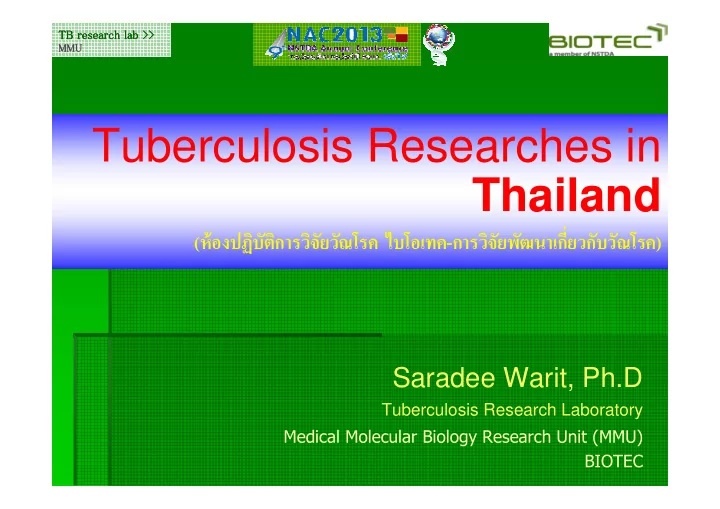 tuberculosis researches in thailand