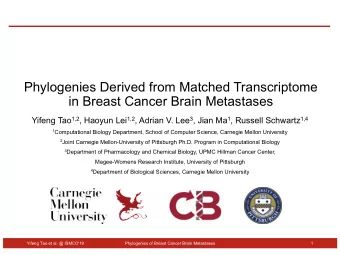 Phylogenies Derived from Matched Transcriptome  in Breast Cancer Brain Metastases Yifeng Tao 1,2 ,