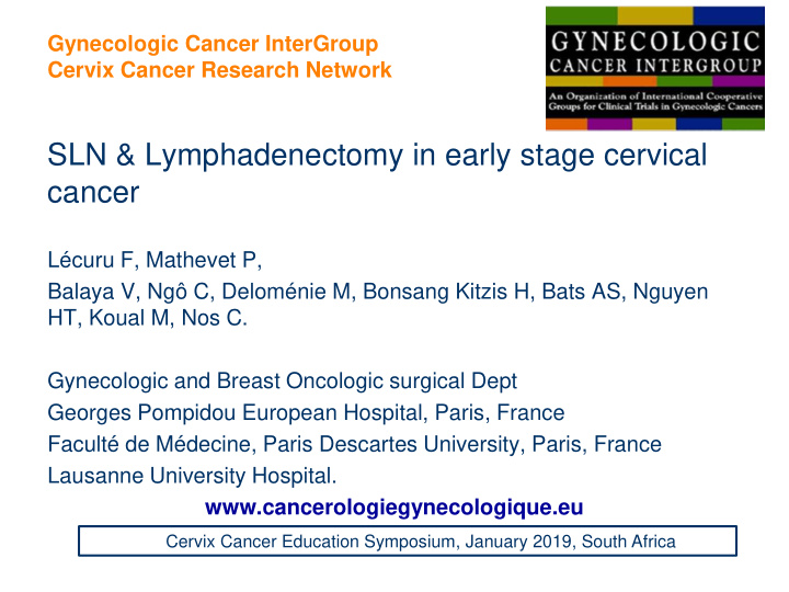 sln lymphadenectomy in early stage cervical cancer