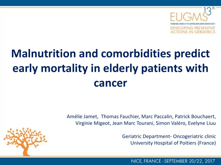malnutrition and comorbidities predict