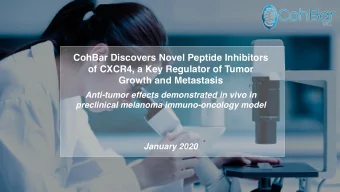 CohBar Discovers Novel Peptide Inhibitors  of CXCR4, a Key Regulator of Tumor  Growth and