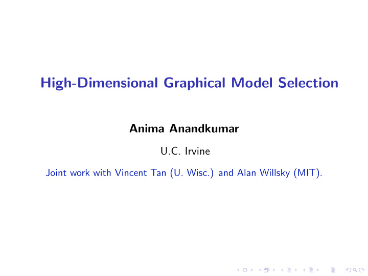 high dimensional graphical model selection