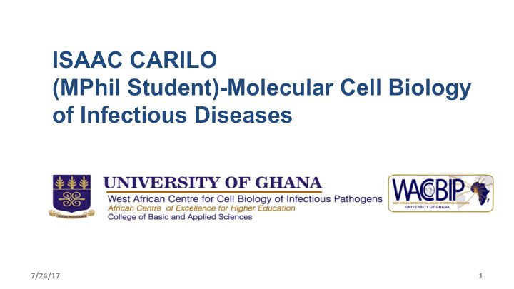 isaac carilo mphil student molecular cell biology of