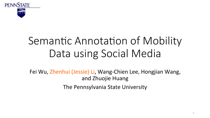 seman c annota on of mobility data using social media