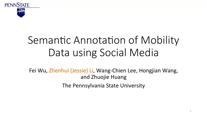 seman c annota on of mobility data using social media