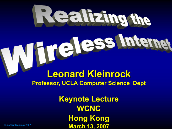 leonard kleinrock leonard kleinrock