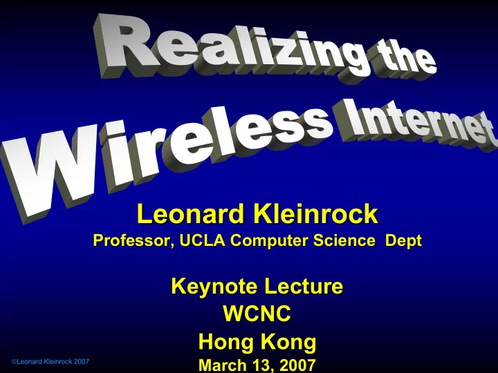 leonard kleinrock leonard kleinrock