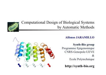 Computational Design of Biological Systems  by Automatic Methods  Alfonso JARAMILLO  Synth-Bio