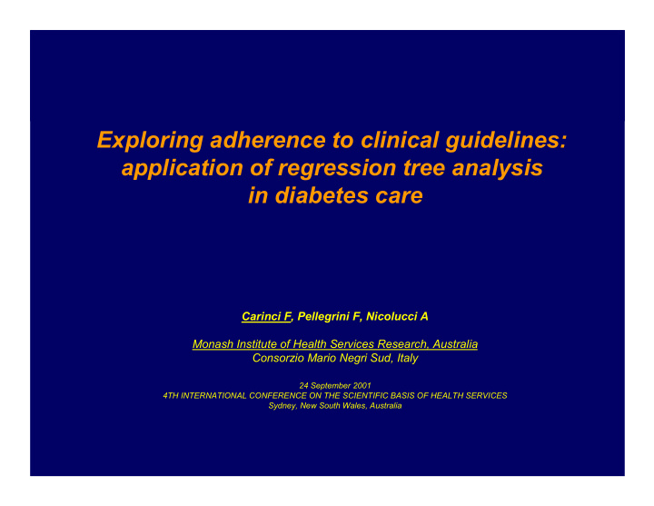 exploring adherence to clinical guidelines application of